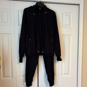 Lou & Grey Black Hooded Jacket and Coordinating Jogger Pants-Small